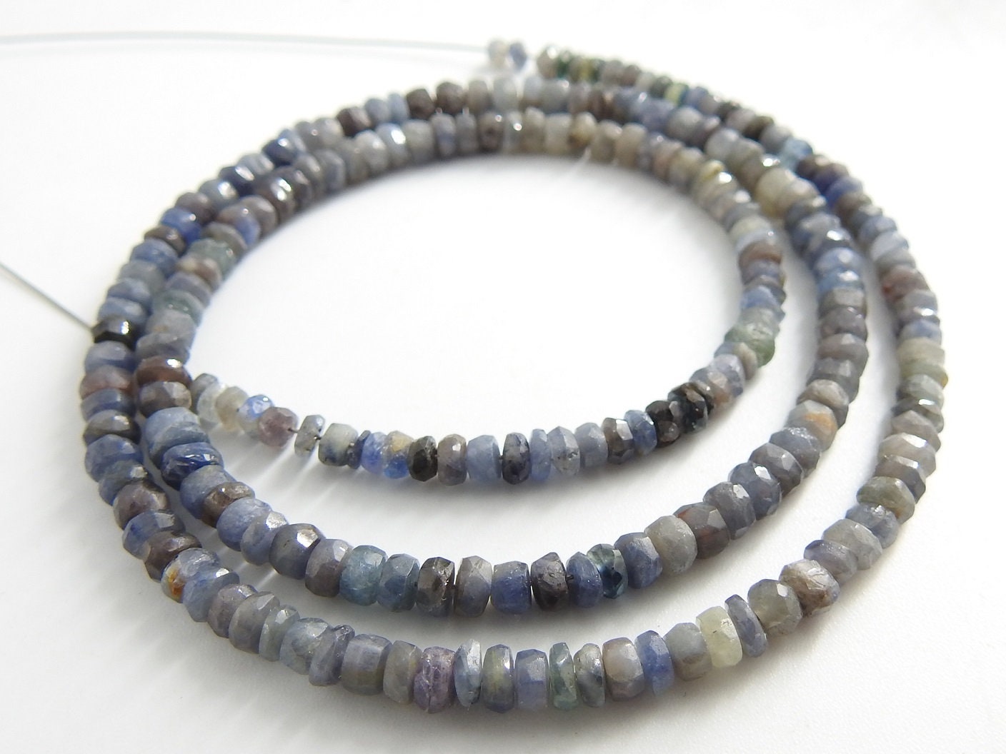 Blue Sapphire Faceted Roundel Bead,Multi Shaded,Burma Mines,Loose Stone,Handmade,For Jewelry Makers,16Inch Strand,100%Natural PMEB-13 | Save 33% - Rajasthan Living 19