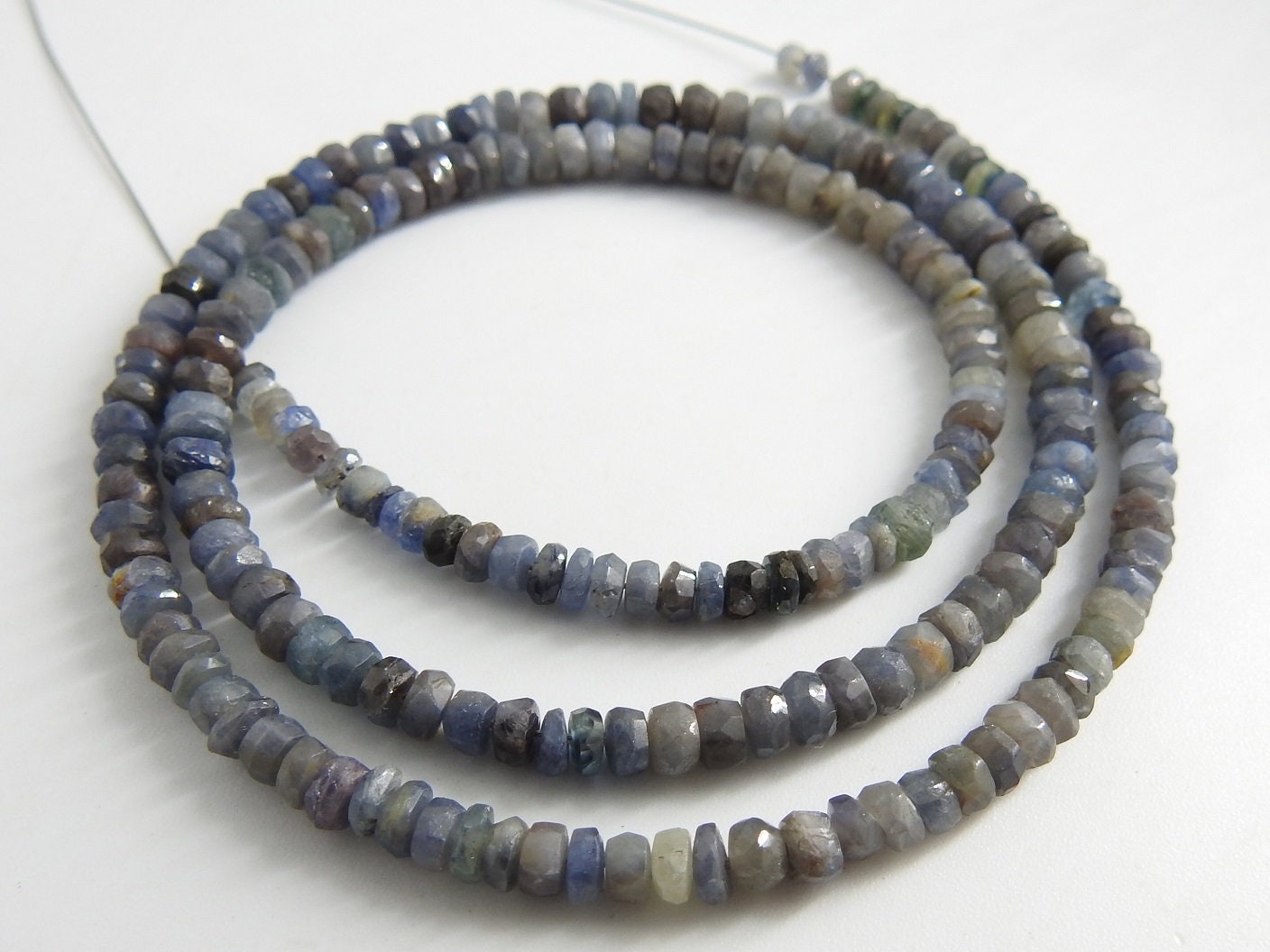 Blue Sapphire Faceted Roundel Bead,Multi Shaded,Burma Mines,Loose Stone,Handmade,For Jewelry Makers,16Inch Strand,100%Natural PMEB-13 | Save 33% - Rajasthan Living 17