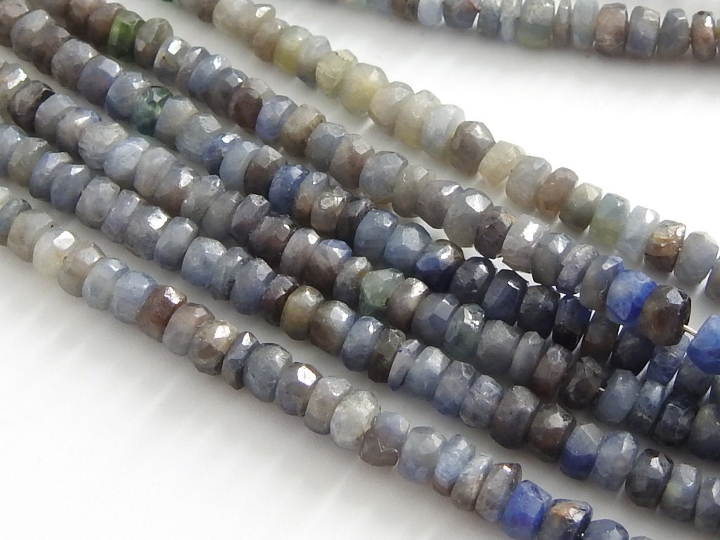 Blue Sapphire Faceted Roundel Bead,Multi Shaded,Burma Mines,Loose Stone,Handmade,For Jewelry Makers,16Inch Strand,100%Natural PMEB-13 | Save 33% - Rajasthan Living 18