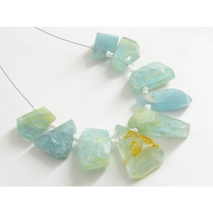 Aquamarine Faceted Briolette,Tumble,Nugget,Fancy Shape,Loose Stone,Handmade Bead,11Piece Strand 21X14To11X7MM Approx,100%Natural | Save 33% - Rajasthan Living 7