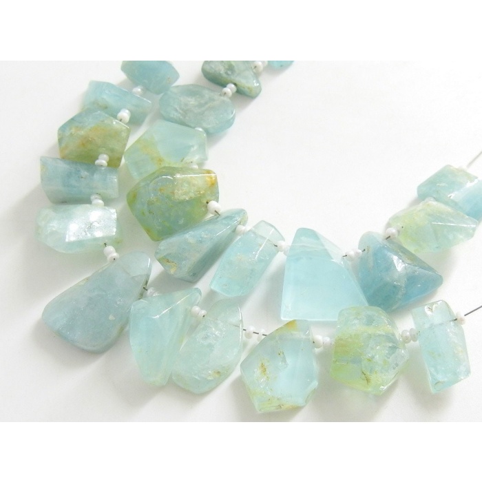 Aquamarine Faceted Briolette,Tumble,Nugget,Fancy Shape,Loose Stone,Handmade Bead,11Piece Strand 21X14To11X7MM Approx,100%Natural | Save 33% - Rajasthan Living 8