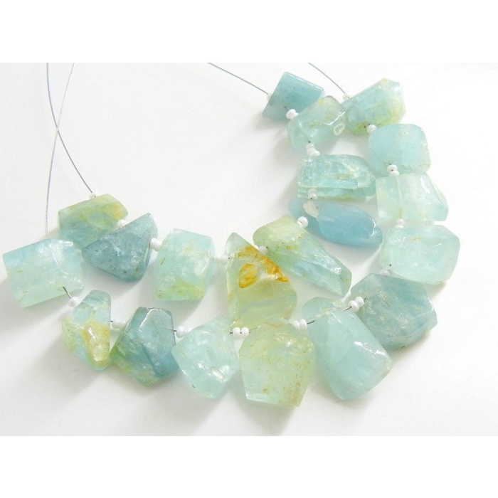Aquamarine Faceted Briolette,Tumble,Nugget,Fancy Shape,Loose Stone,Handmade Bead,11Piece Strand 21X14To11X7MM Approx,100%Natural | Save 33% - Rajasthan Living 11