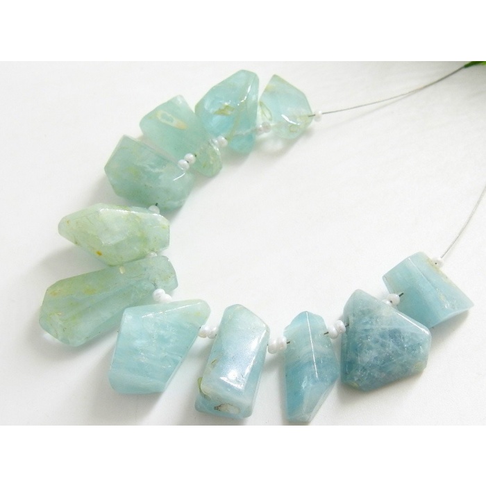 Aquamarine Faceted Briolette,Tumble,Nugget,Fancy Shape,Loose Stone,Handmade Bead,11Piece Strand 21X14To11X7MM Approx,100%Natural | Save 33% - Rajasthan Living 10