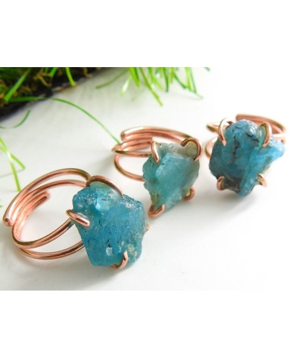 Neon Blue Apatite Rough Ring,Wire Wrapping,Copper,Adjustable,Raw,Wire-Wrapped,Minerals Stone,One Of A Kind,Wholesaler,Supplies 15-25MM Long | Save 33% - Rajasthan Living 7