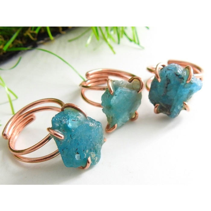 Neon Blue Apatite Rough Ring,Wire Wrapping,Copper,Adjustable,Raw,Wire-Wrapped,Minerals Stone,One Of A Kind,Wholesaler,Supplies 15-25MM Long | Save 33% - Rajasthan Living 7