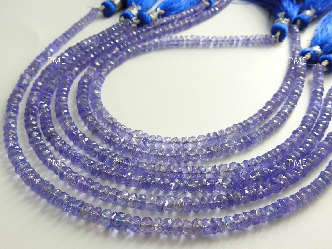 Tanzanite Faceted Roundel Bead,Blue,Handmade,Loose Stone,High Quality,Gemstone Bead,For Jewelry Making 100%Natural 9Inch Strand PME(B8) | Save 33% - Rajasthan Living 20