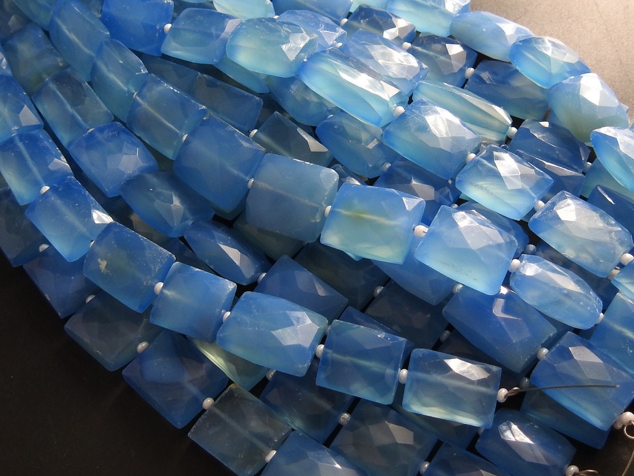 Blue Chalcedony Faceted Rectangle Shape Bead,Baguette,Handmade,Loose Stone,For Making Jewelry 10 Piece Strand 16X12 To 13X9 MM Approx | Save 33% - Rajasthan Living 19