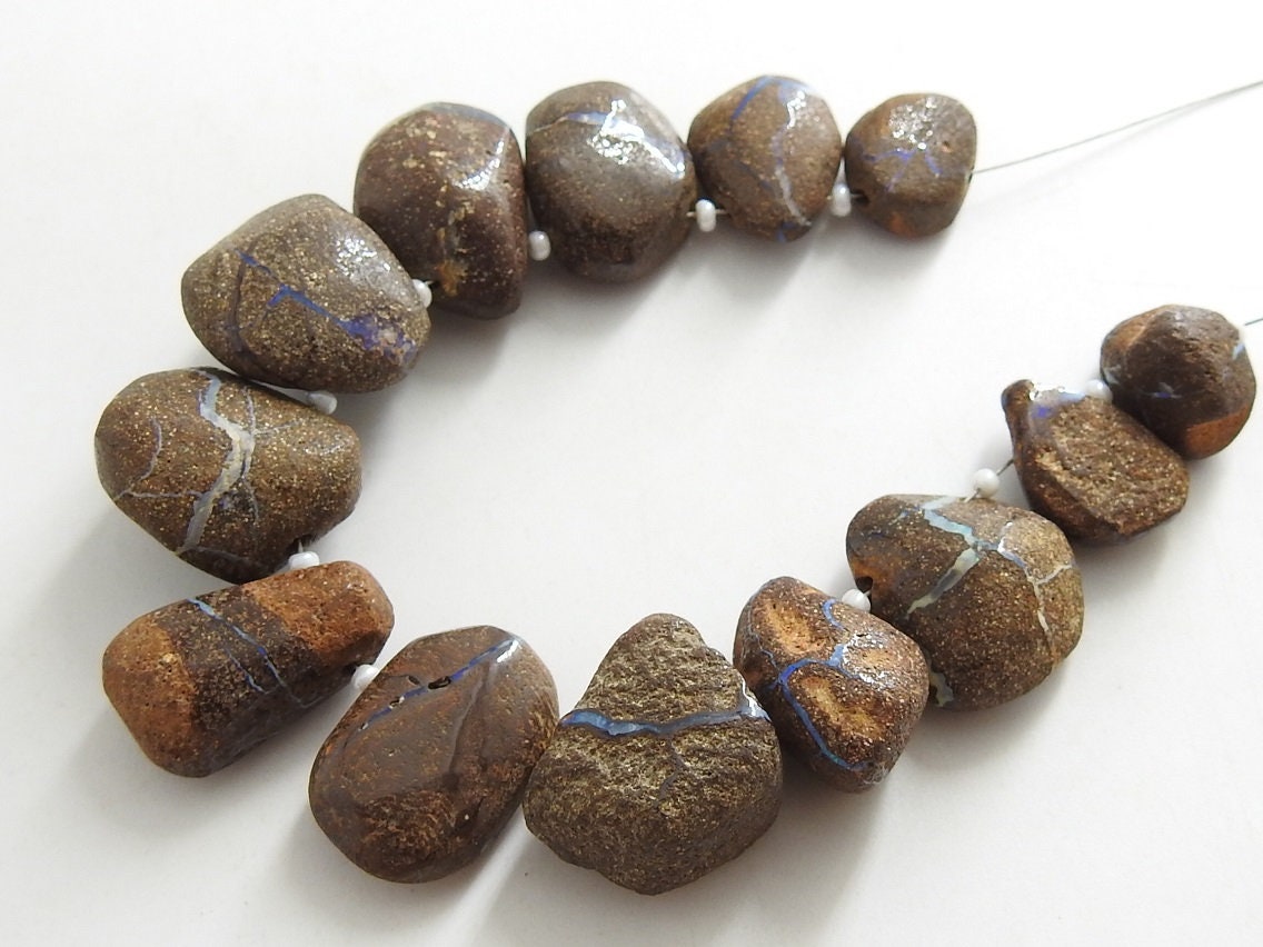 100%Natural Boulder Opal Smooth Fancy Briolette,Tumbke,Nugget,Irregular Shape Bead,Loose Stone,Minerals,Multi Fire 13Piece Strand (WM)R1 | Save 33% - Rajasthan Living 21