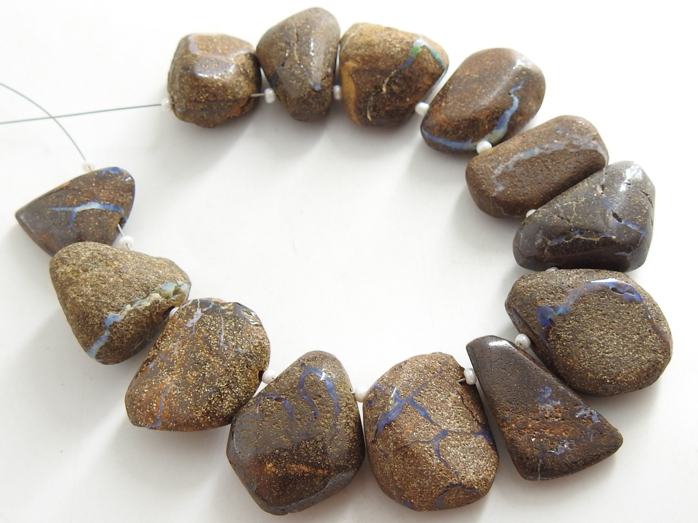 100%Natural Boulder Opal Smooth Fancy Briolette,Tumbke,Nugget,Irregular Shape Bead,Loose Stone,Minerals,Multi Fire 13Piece Strand (WM)R1 | Save 33% - Rajasthan Living 17