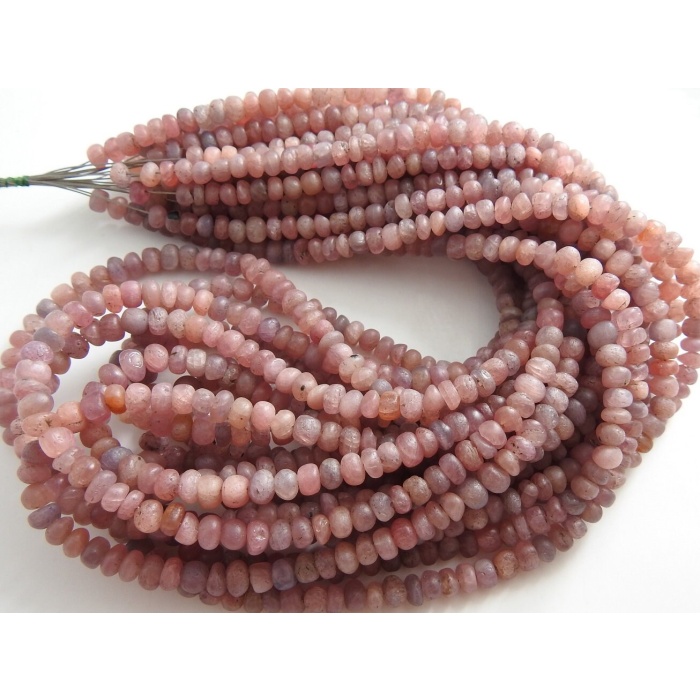 Pink Sapphire Smooth Roundel Bead,Handmade,Matte Polish,Loose Stone,Gemstone For Jewelry Makers 100%Natural 16Inch Strand PME(B14) | Save 33% - Rajasthan Living 6