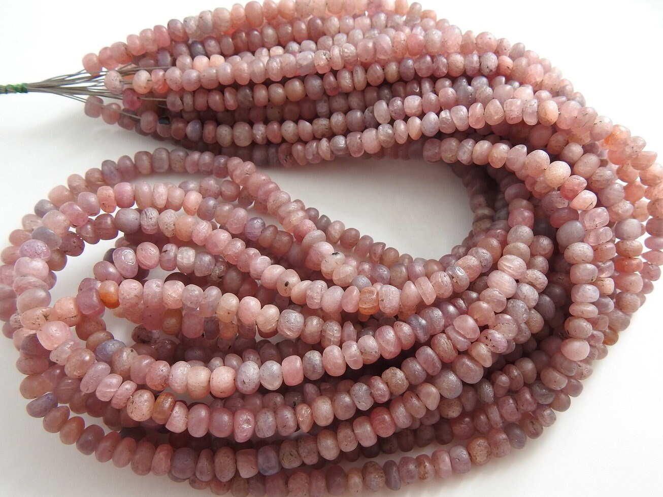 Pink Sapphire Smooth Roundel Bead,Handmade,Matte Polish,Loose Stone,Gemstone For Jewelry Makers 100%Natural 16Inch Strand PME(B14) | Save 33% - Rajasthan Living 11
