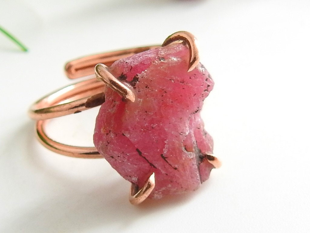 African Ruby Rough Copper Ring,Adjustable,Raw,Slice,Slab,Wire-Wrapping Jewelry,Statement Ring,Minerals Stone,Gift For Her 10-15MM Long CJ-1 | Save 33% - Rajasthan Living 12