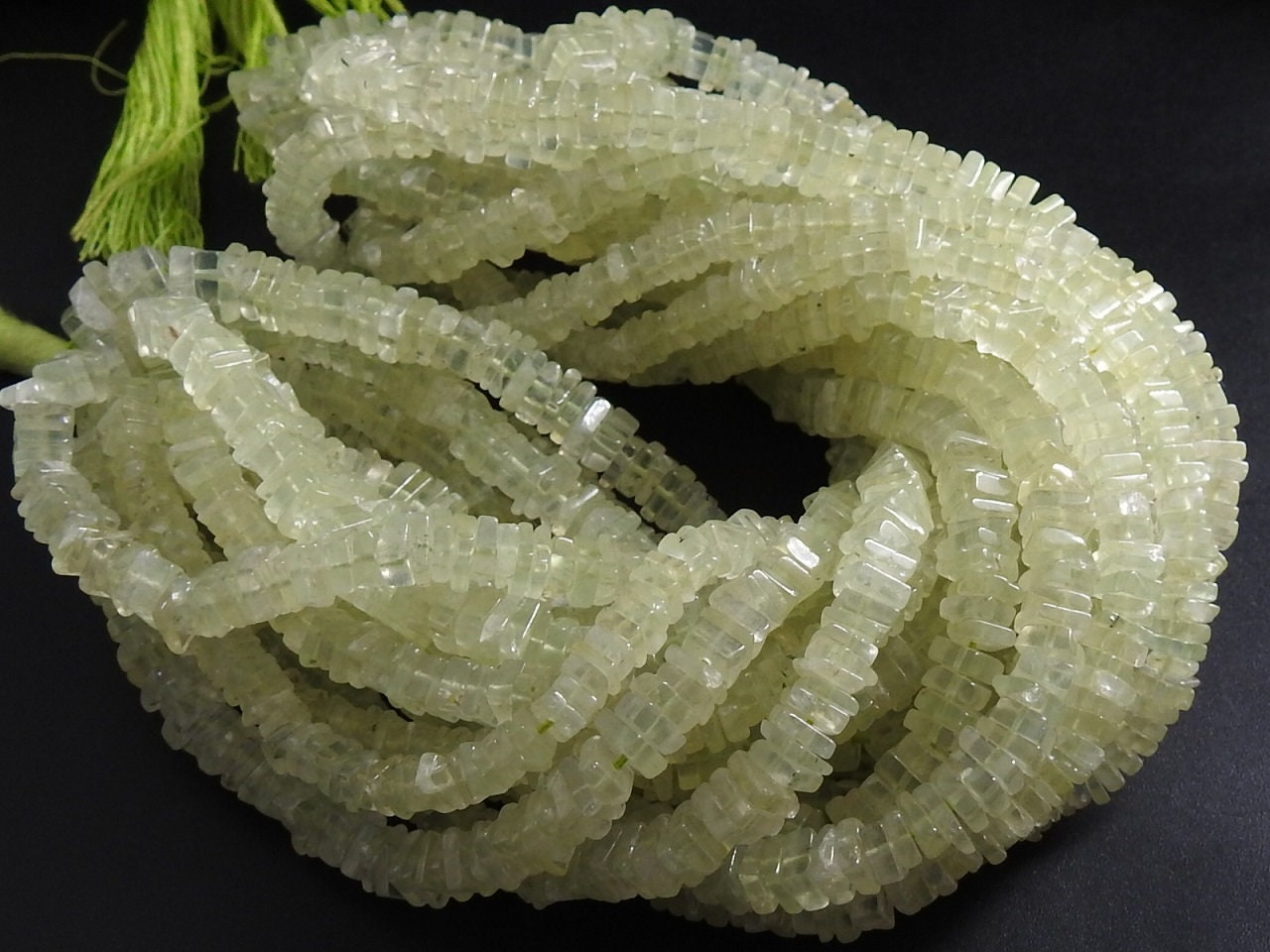 Natural Prehnite Smooth Heishi,Square,Cushion Shape Bead,Handmade,For Jewelry Makers Wholesale Price New Arrival 16Inch (pme)H1 | Save 33% - Rajasthan Living 11