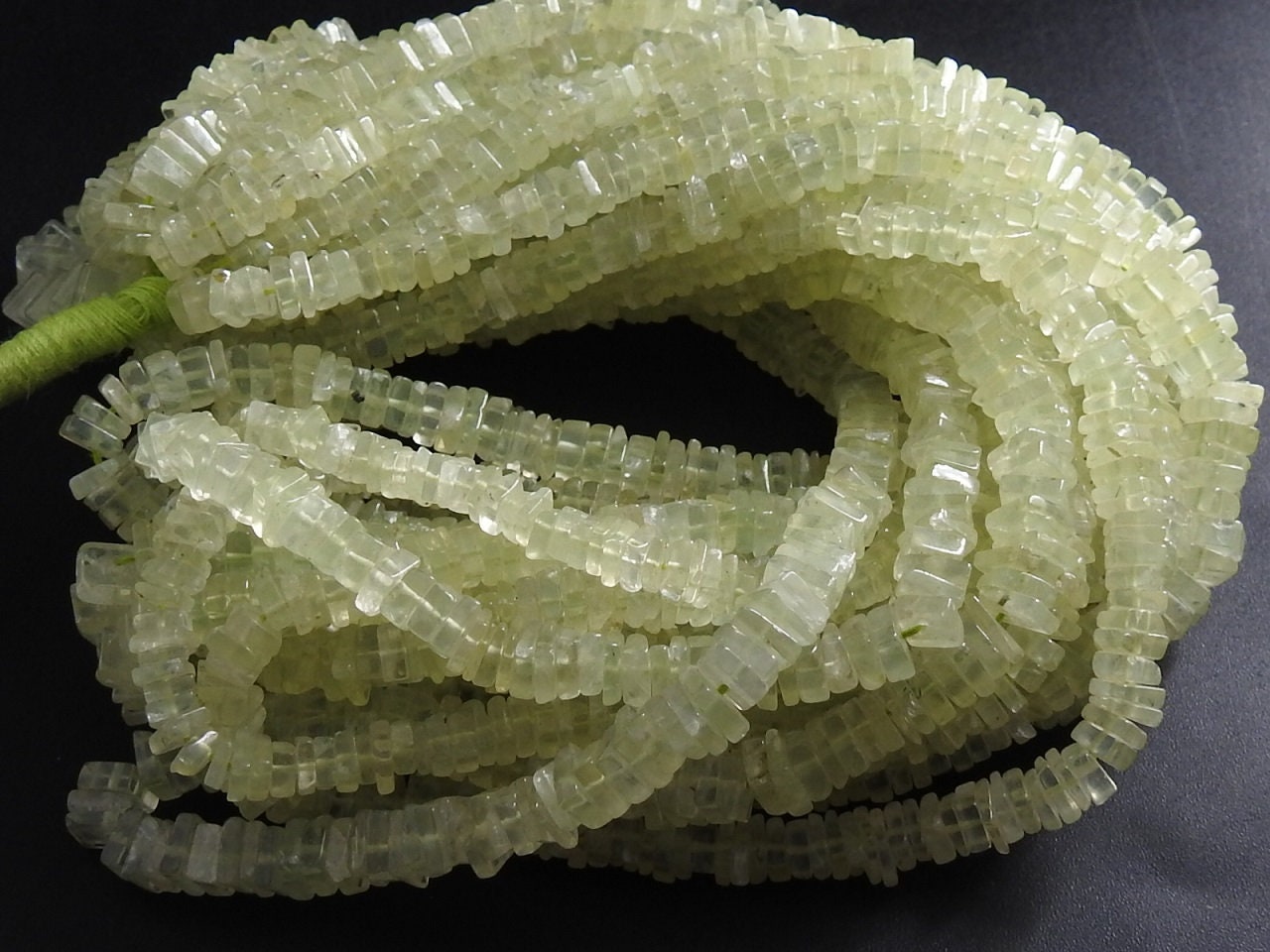 Natural Prehnite Smooth Heishi,Square,Cushion Shape Bead,Handmade,For Jewelry Makers Wholesale Price New Arrival 16Inch (pme)H1 | Save 33% - Rajasthan Living 15