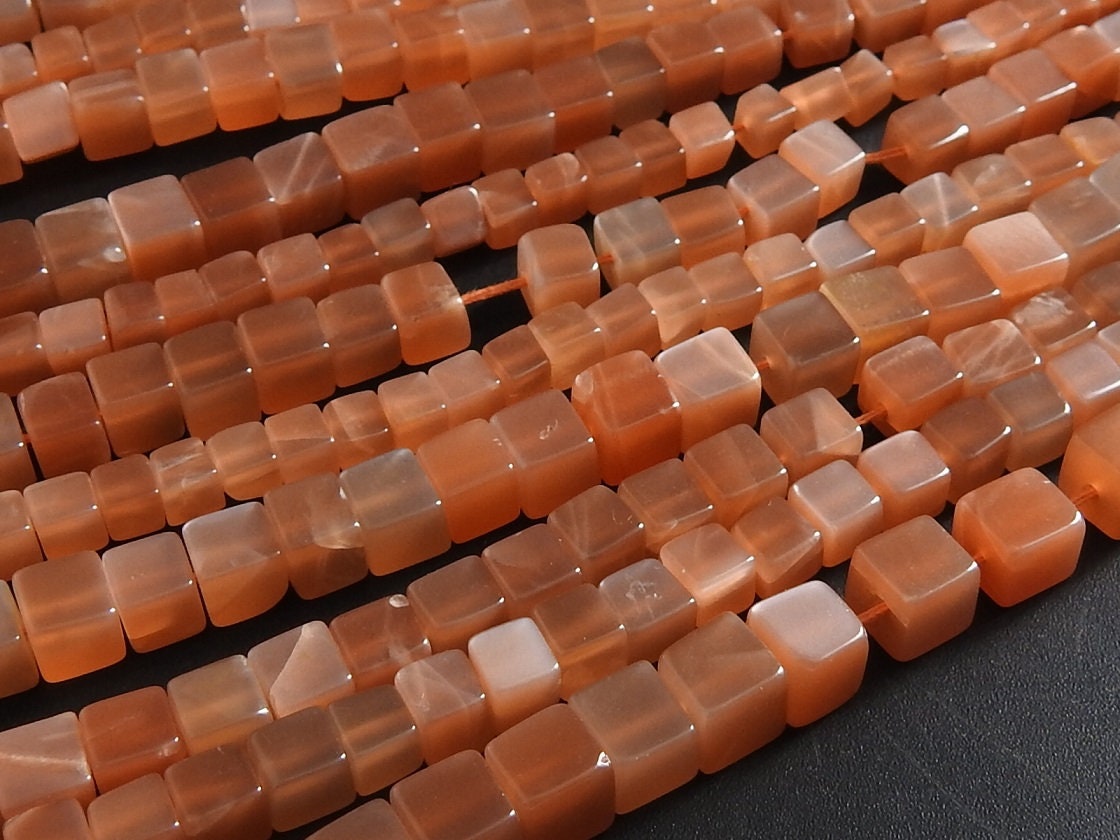 Peach Moonstone Smooth Cube,Box,Handmade,Loose Stone,Bead 100%Natural 16Inch Strand Wholesale Price New Arrival (pme) CB1 | Save 33% - Rajasthan Living 15