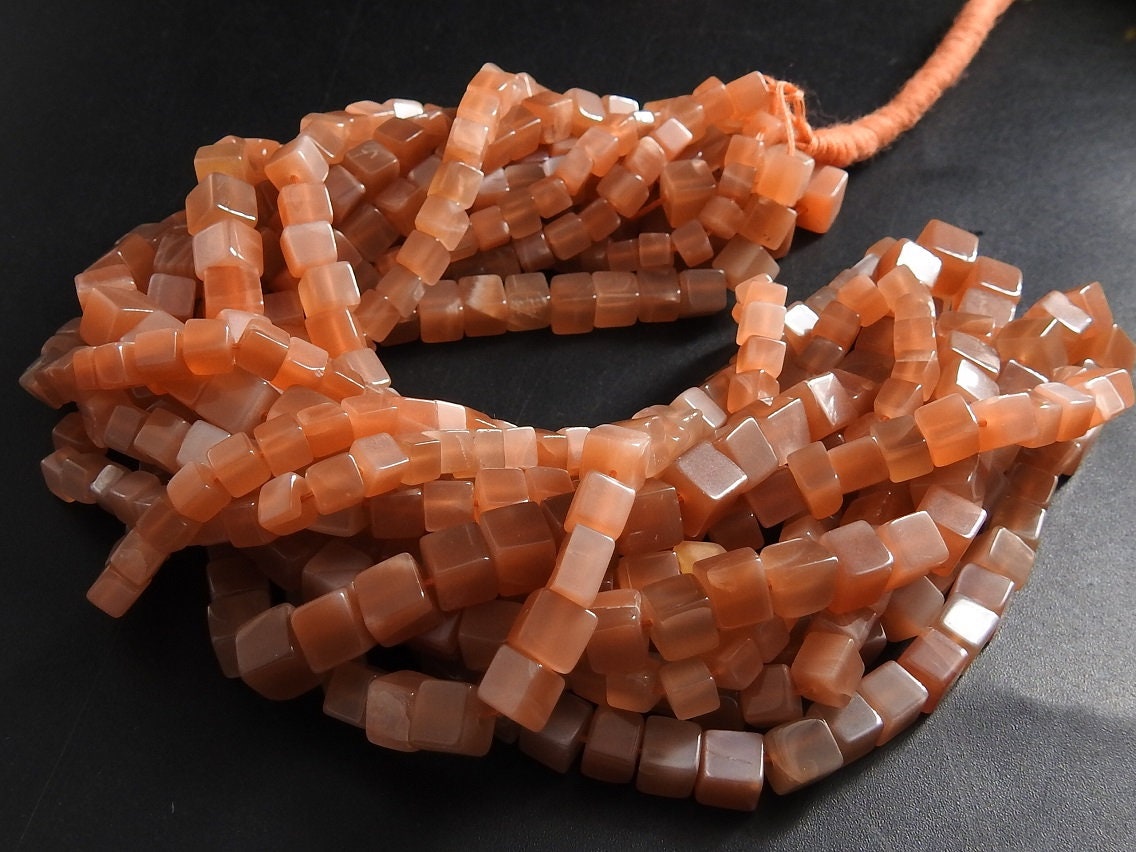 Peach Moonstone Smooth Cube,Box,Handmade,Loose Stone,Bead 100%Natural 16Inch Strand Wholesale Price New Arrival (pme) CB1 | Save 33% - Rajasthan Living 18