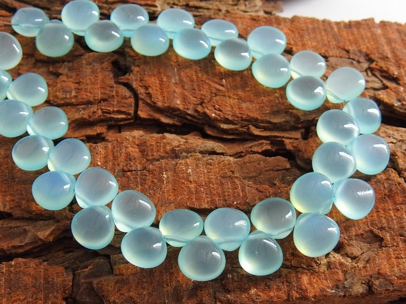 Aqua Blue Chalcedony Smooth Hearts,Teardrop,Drop,Loose Stone,Handmade,Earrings Pair,For Jewelry Makers,8Inch Strand 8X8MM Approx PME-CY2 | Save 33% - Rajasthan Living 14