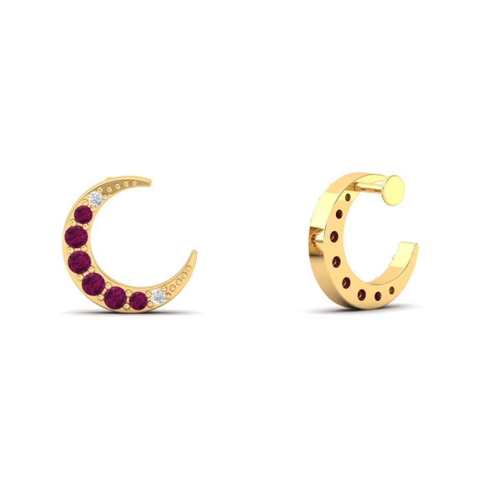 Dainty 14K Natural Rhodolite Garnet Stud Earrings, Everyday Gemstone Earring For Her, Gold Stud Earrings For Women, January Birthstone | Save 33% - Rajasthan Living 13