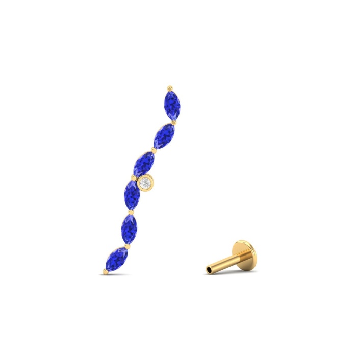 14K Dainty Natural Tanzanite Ear Climbers, Gold Climber Stud Earrings For Women, Everyday Gemstone Earring For Her, December Birthstone | Save 33% - Rajasthan Living 6