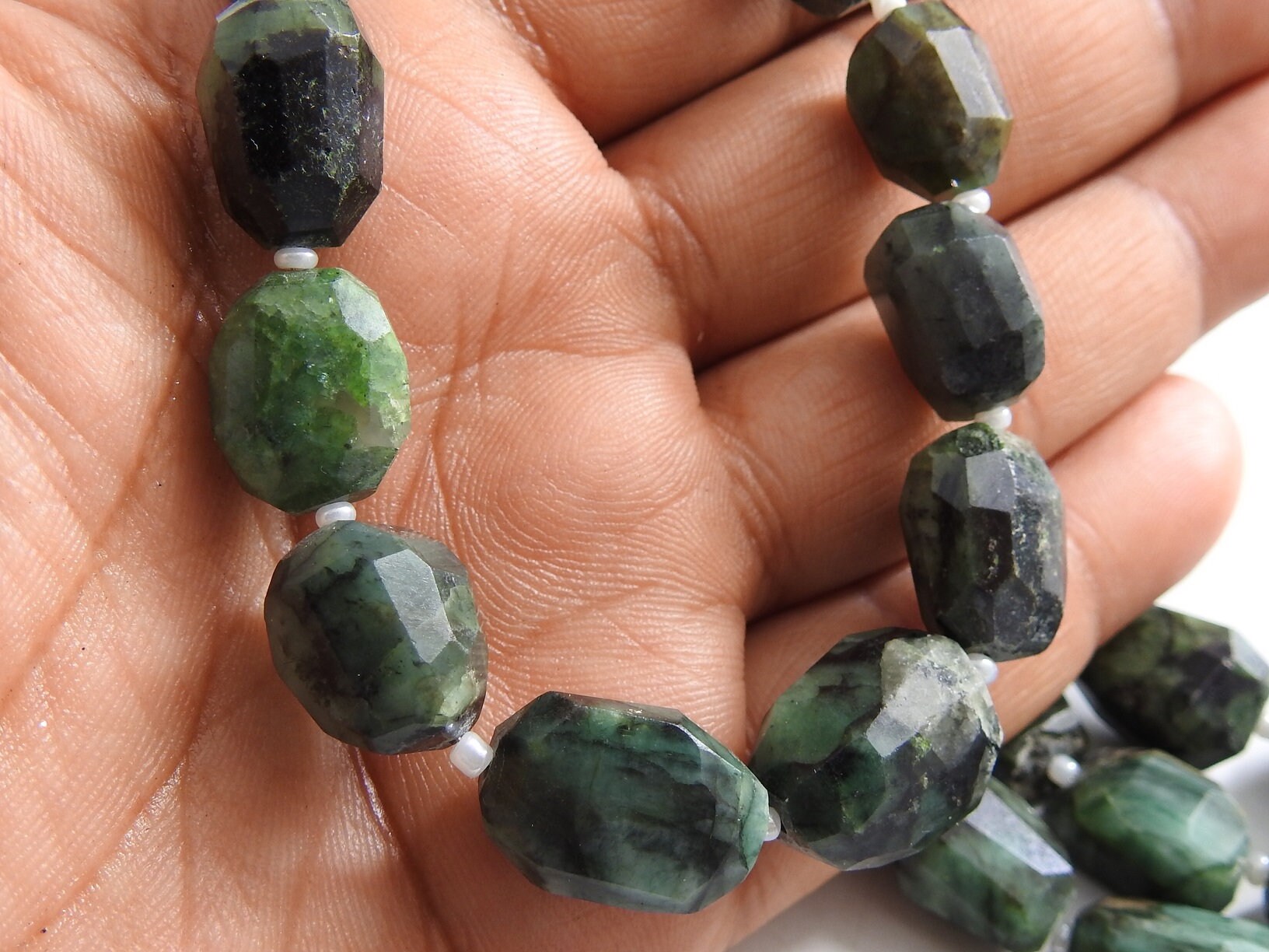100%Natural,Emerald Faceted Tumble,Nugget,Irregular Shape Bead,Loose Stone,Handmade 12Inch 18X12To10XMM Approx Wholesaler,Supplies (pme)TU1 | Save 33% - Rajasthan Living 13