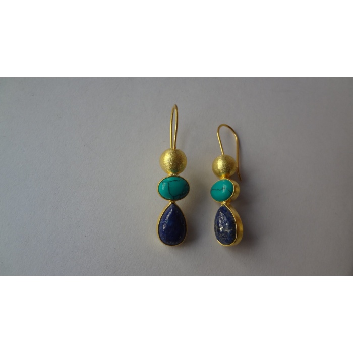 Multi Stone Earring Natural Lapis Turquoise Earrings 925 Sterling Silver 14K Gold Plated Earring Earring-Dangle-Drop Earrings-Gift for Her | Save 33% - Rajasthan Living 11