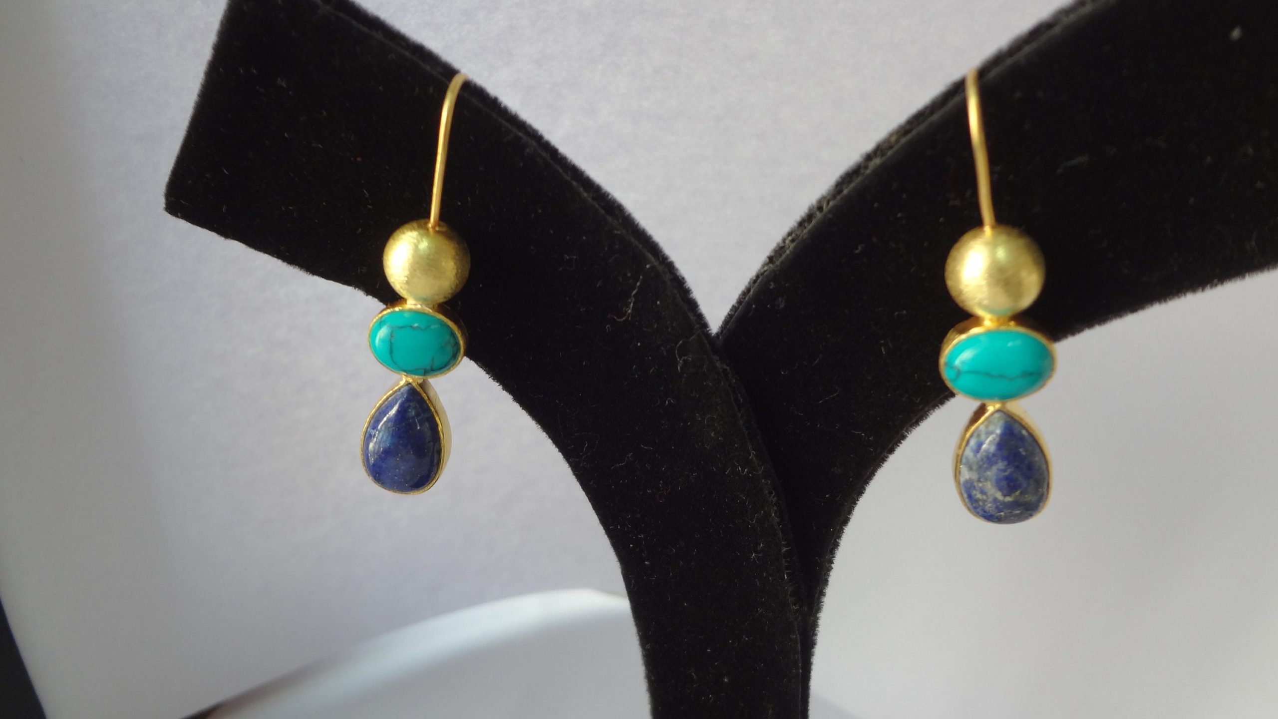 Multi Stone Earring Natural Lapis Turquoise Earrings 925 Sterling Silver 14K Gold Plated Earring Earring-Dangle-Drop Earrings-Gift for Her | Save 33% - Rajasthan Living 15