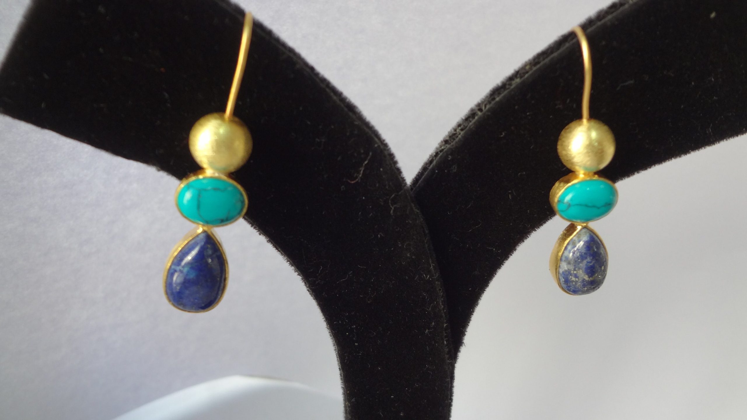 Multi Stone Earring Natural Lapis Turquoise Earrings 925 Sterling Silver 14K Gold Plated Earring Earring-Dangle-Drop Earrings-Gift for Her | Save 33% - Rajasthan Living 17