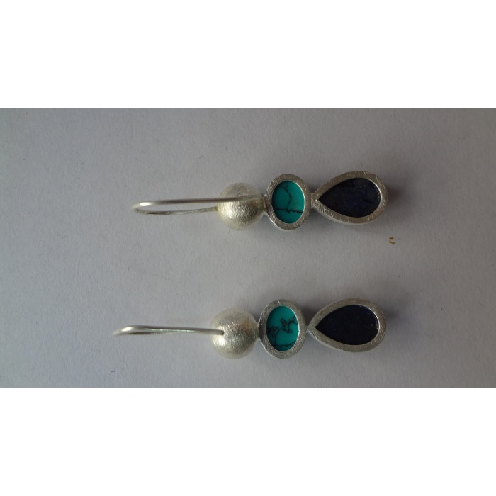 Multi Stone Earring Natural Lapis Turquoise Earrings 925 Sterling Silver Handmade Certified Gemstone Earring For Beloved | Save 33% - Rajasthan Living 10