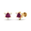 Dainty 14K Natural Rhodolite Garnet Stud Earrings, Gold Cartilage Stud Earrings For Women, Everyday Gemstone Earring For Her, December Jewel | Save 33% - Rajasthan Living 22