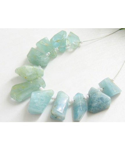 Aquamarine Faceted Briolette,Tumble,Nugget,Fancy Shape,Loose Stone,Handmade Bead,11Piece Strand 21X14To11X7MM Approx,100%Natural | Save 33% - Rajasthan Living 3