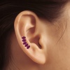 Rhodolite Garnet 14K Dainty Ear Climbers, Gold Stud Earrings For Her, Everyday Gemstone Earring For Women, Birthstone Climber Stud Earrings | Save 33% - Rajasthan Living 20