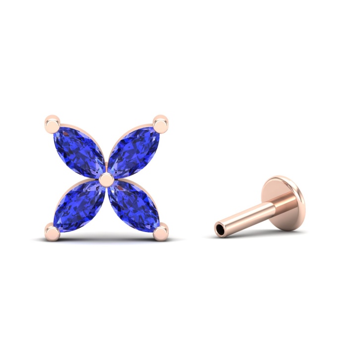 Dainty Natural Tanzanite 14K Stud Earrings, Handmade Butterfly Stud Earrings For Her, Everyday Gemstone Earring For Women, Party Earrings | Save 33% - Rajasthan Living 7