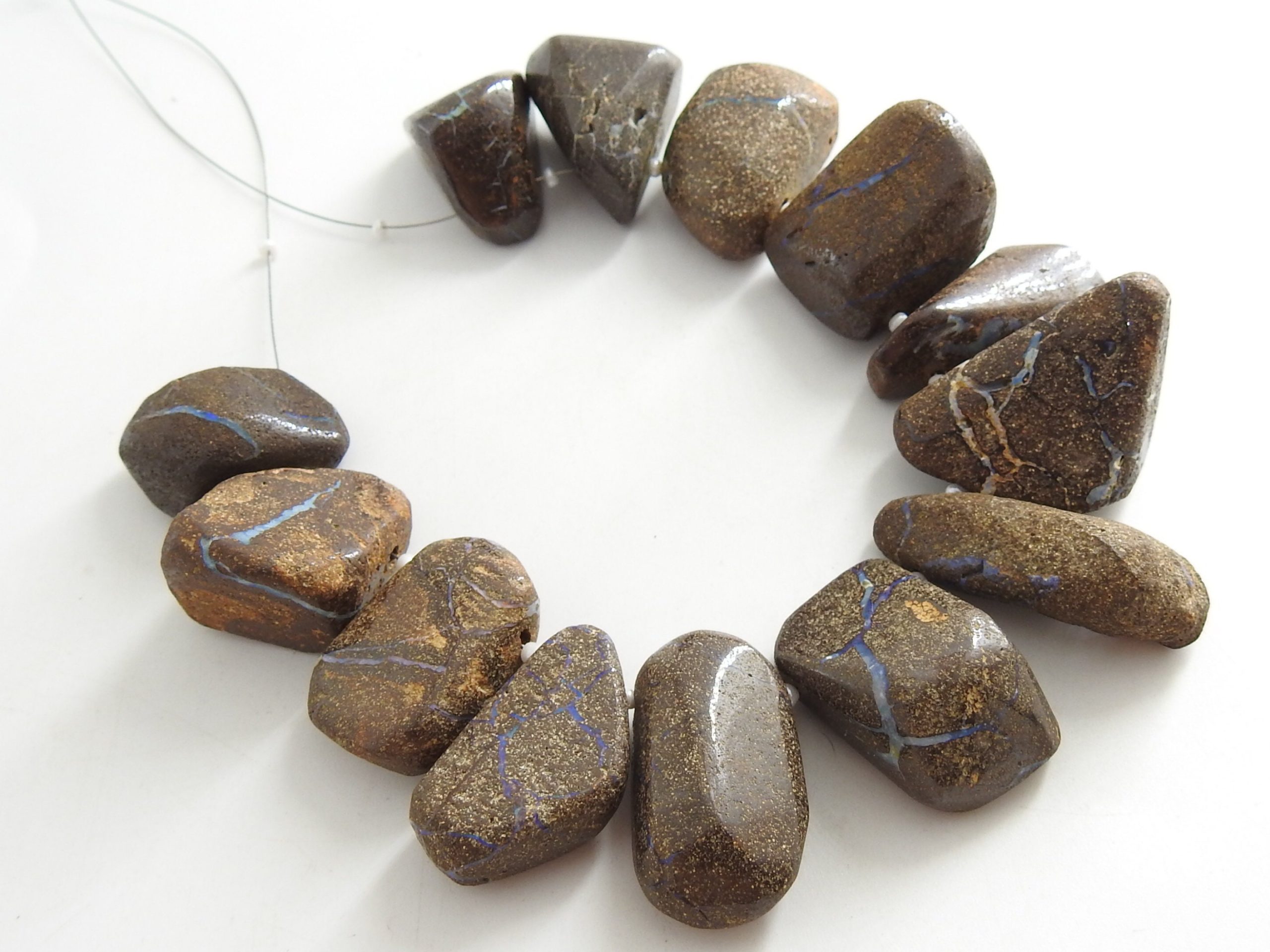 100%Natural Boulder Opal Smooth Fancy Briolette,Tumbke,Nugget,Irregular Shape Bead,Loose Stone,Minerals,Multi Fire 13Piece Strand (WM)R1 | Save 33% - Rajasthan Living 16