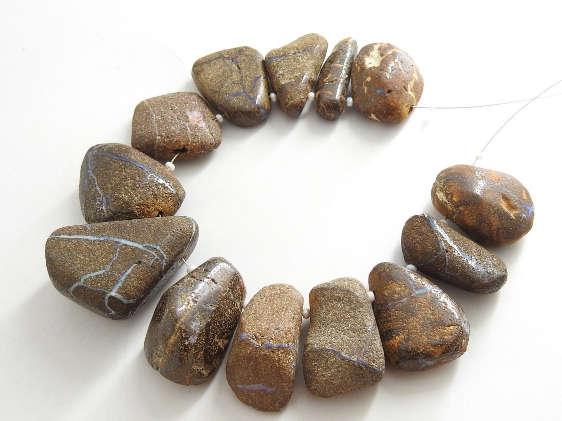 100%Natural Boulder Opal Smooth Fancy Briolette,Tumbke,Nugget,Irregular Shape Bead,Loose Stone,Minerals,Multi Fire 13Piece Strand (WM)R1 | Save 33% - Rajasthan Living 15