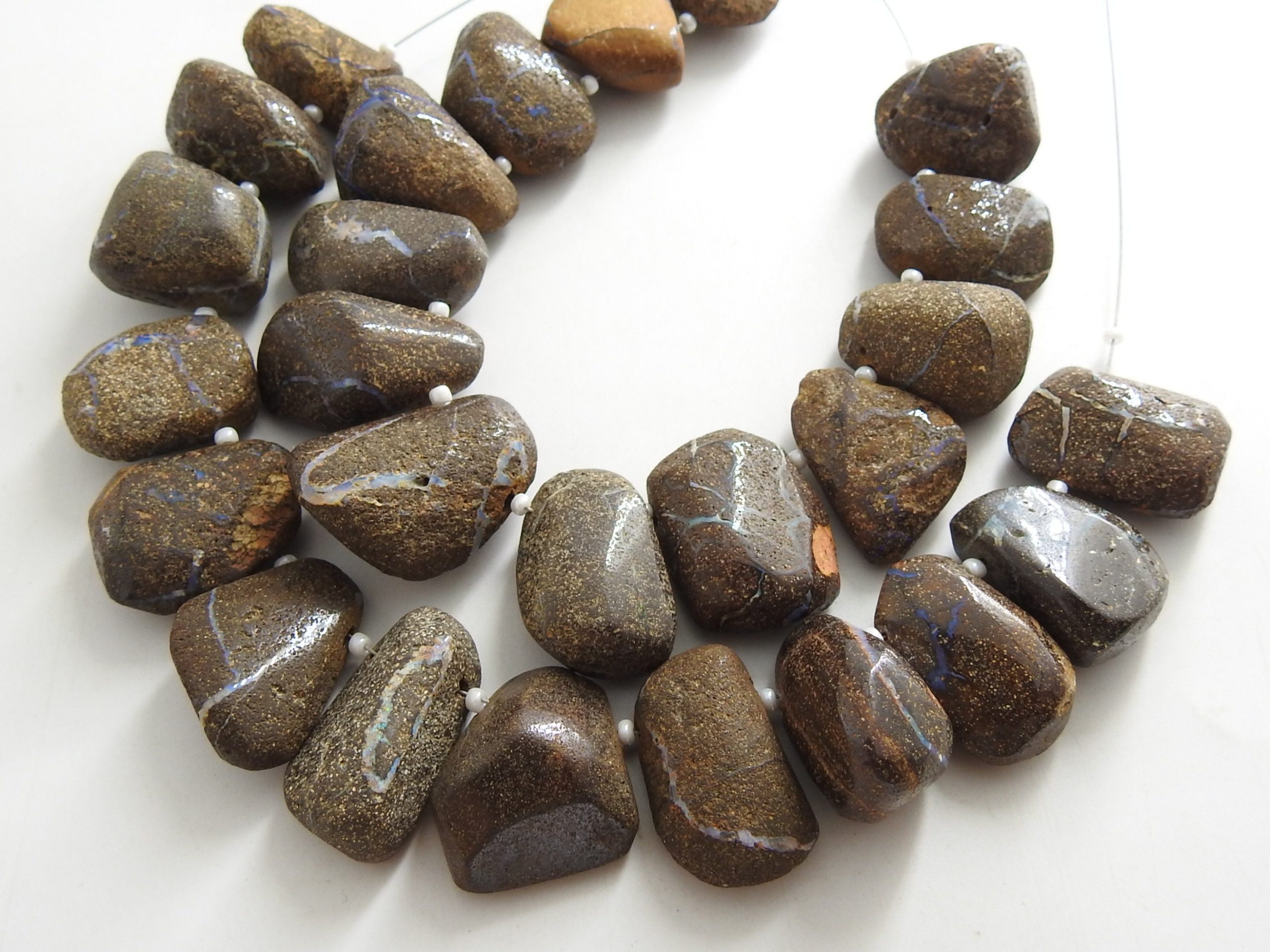 100%Natural Boulder Opal Smooth Fancy Briolette,Tumbke,Nugget,Irregular Shape Bead,Loose Stone,Minerals,Multi Fire 13Piece Strand (WM)R1 | Save 33% - Rajasthan Living 19
