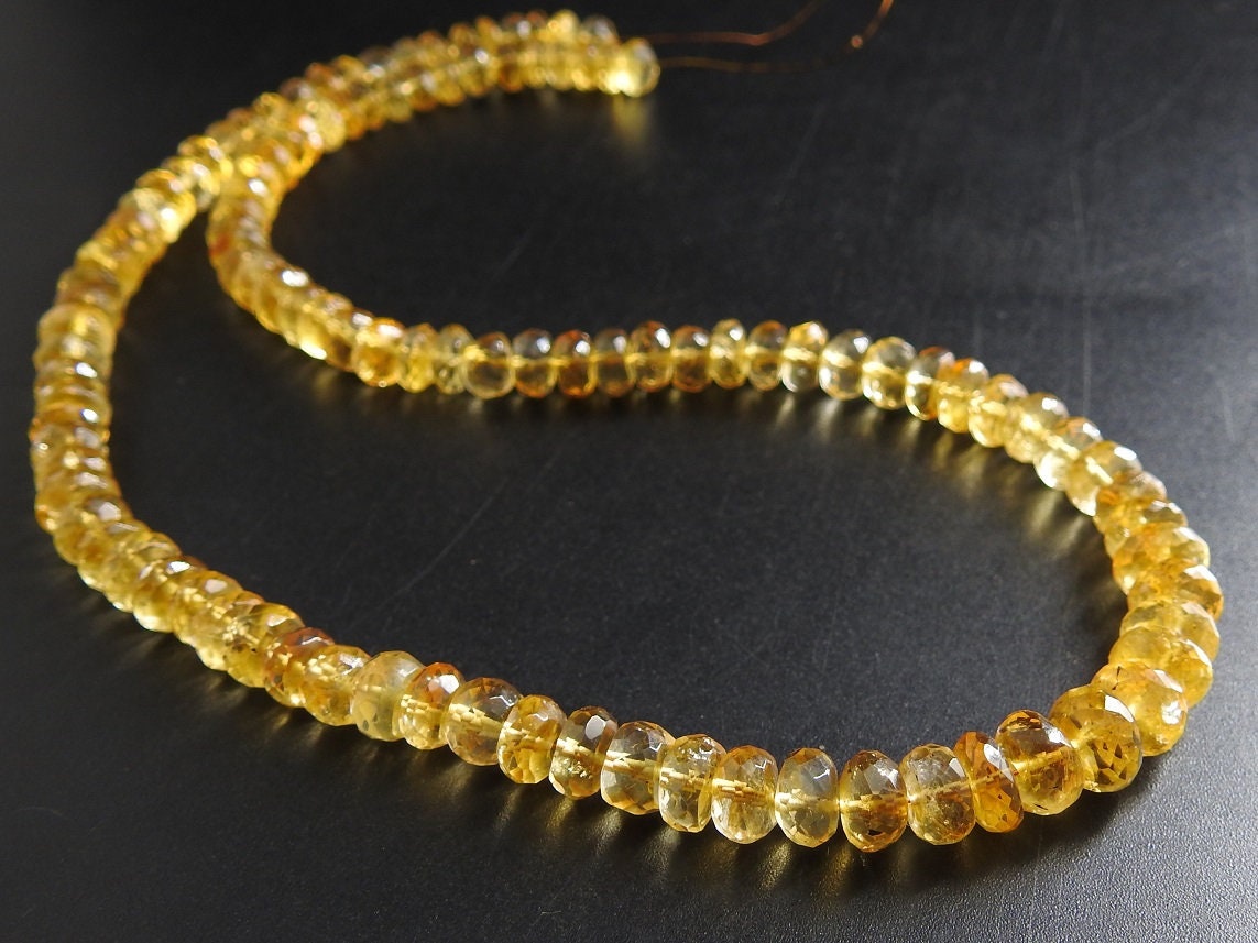 Citrine Faceted Roundel Beads,Loose Stone,Quartz,Yellow Color,Minerals Gemstone,For Jewelry Making 100%Natural 8Inch 5To6MM Approx (pme)B11 | Save 33% - Rajasthan Living 12