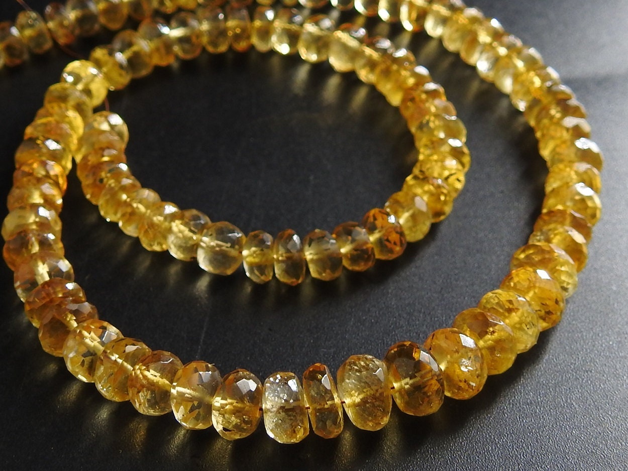 Citrine Faceted Roundel Beads,Loose Stone,Quartz,Yellow Color,Minerals Gemstone,For Jewelry Making 100%Natural 8Inch 5To6MM Approx (pme)B11 | Save 33% - Rajasthan Living 14