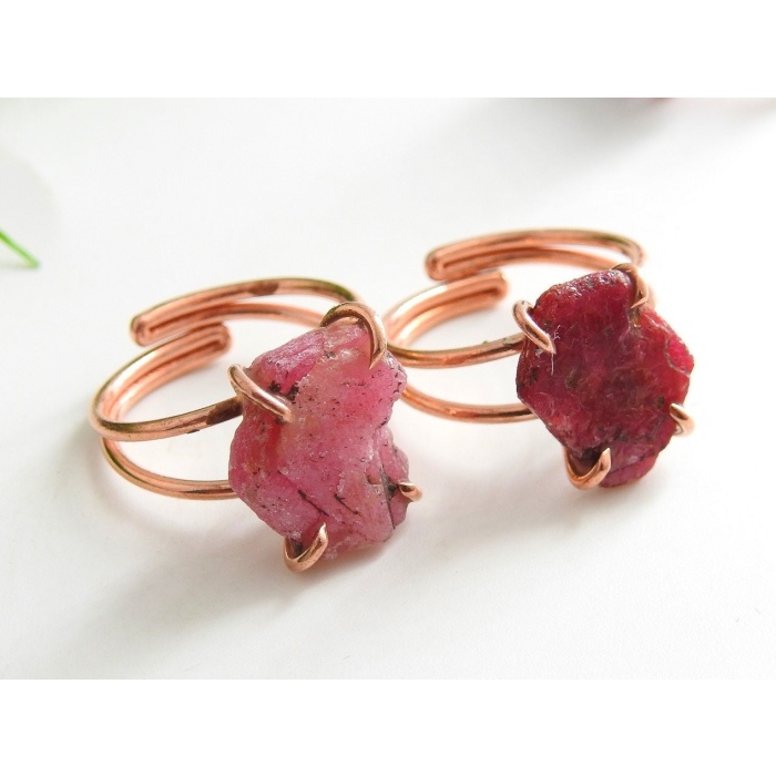 African Ruby Rough Copper Ring,Adjustable,Raw,Slice,Slab,Wire-Wrapping Jewelry,Statement Ring,Minerals Stone,Gift For Her 10-15MM Long CJ-1 | Save 33% - Rajasthan Living 6