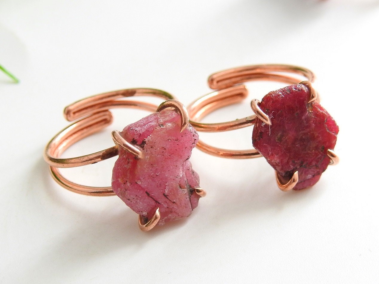 African Ruby Rough Copper Ring,Adjustable,Raw,Slice,Slab,Wire-Wrapping Jewelry,Statement Ring,Minerals Stone,Gift For Her 10-15MM Long CJ-1 | Save 33% - Rajasthan Living 11
