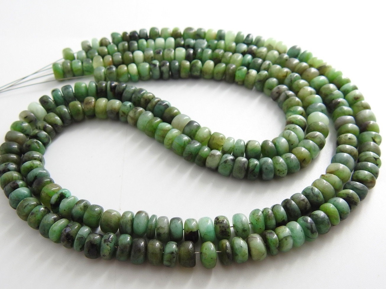Emerald Smooth Roundel Bead,Shaded,Loose Stone,Handmade,Wholesale Price,New Arrival,18Inch Strand 100%Natural PME(B12) | Save 33% - Rajasthan Living 18