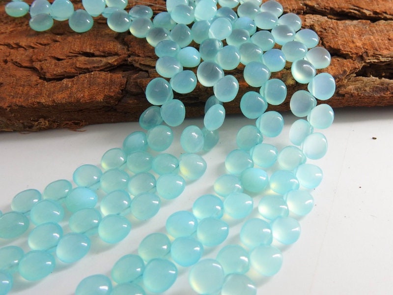 Aqua Blue Chalcedony Smooth Hearts,Teardrop,Drop,Loose Stone,Handmade,Earrings Pair,For Jewelry Makers,8Inch Strand 8X8MM Approx PME-CY2 | Save 33% - Rajasthan Living 11