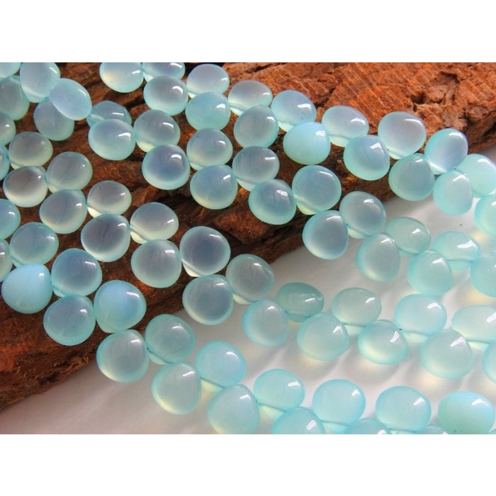 Aqua Blue Chalcedony Smooth Hearts,Teardrop,Drop,Loose Stone,Handmade,Earrings Pair,For Jewelry Makers,8Inch Strand 8X8MM Approx PME-CY2 | Save 33% - Rajasthan Living 8