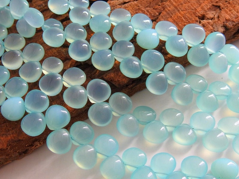 Aqua Blue Chalcedony Smooth Hearts,Teardrop,Drop,Loose Stone,Handmade,Earrings Pair,For Jewelry Makers,8Inch Strand 8X8MM Approx PME-CY2 | Save 33% - Rajasthan Living 13
