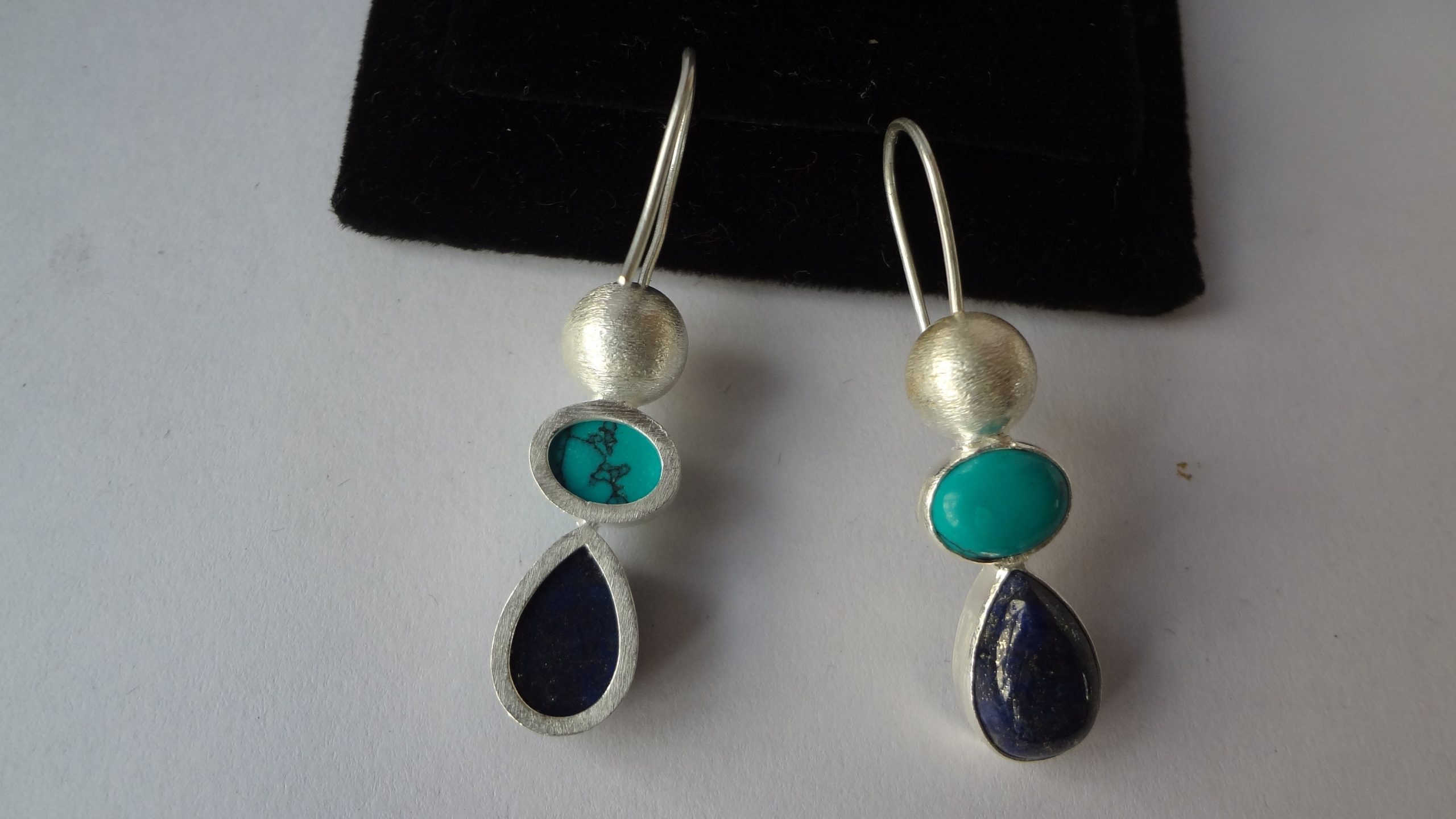 Multi Stone Earring Natural Lapis Turquoise Earrings 925 Sterling Silver Handmade Certified Gemstone Earring For Beloved | Save 33% - Rajasthan Living 13
