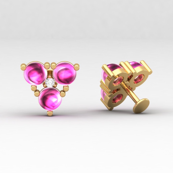 14K Natural Spinel Dainty Stud Earrings, Gold Stud Earrings For Women, Everyday Gemstone Earring For Her, August Birthstone Tragus Earrings | Save 33% - Rajasthan Living 11