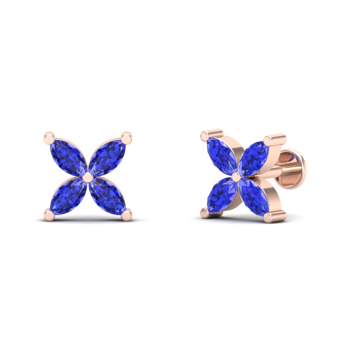 Dainty Natural Tanzanite 14K Stud Earrings, Handmade Butterfly Stud Earrings For Her, Everyday Gemstone Earring For Women, Party Earrings | Save 33% - Rajasthan Living 9