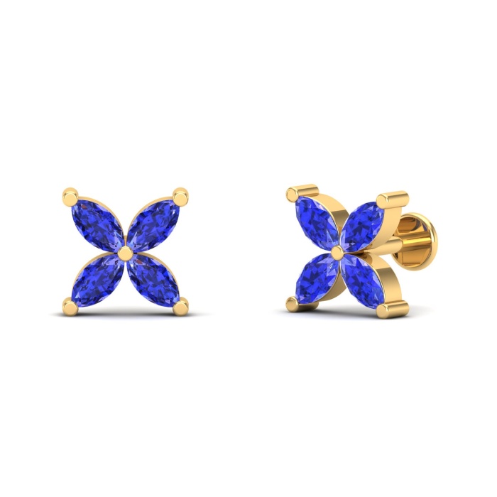 Dainty Natural Tanzanite 14K Stud Earrings, Handmade Butterfly Stud Earrings For Her, Everyday Gemstone Earring For Women, Party Earrings | Save 33% - Rajasthan Living 8