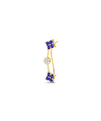 Dainty 14K Natural Tanzanite Climber Stud Earrings, Gold Ear Climbers For Women, Everyday Gemstone Earring For Her, December Birthstone Gems | Save 33% - Rajasthan Living