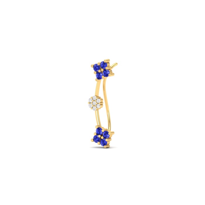 Dainty 14K Natural Tanzanite Climber Stud Earrings, Gold Ear Climbers For Women, Everyday Gemstone Earring For Her, December Birthstone Gems | Save 33% - Rajasthan Living 6