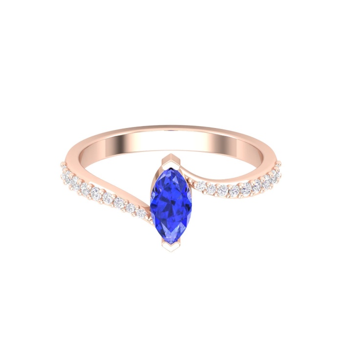 14K Dainty Natural Tanzanite Statement Ring, Everyday Gemstone Ring For Women, Gold Wedding Ring For Her, December Birthstone Promise Ring | Save 33% - Rajasthan Living 5